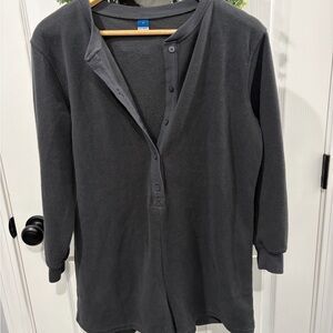 Old Navy Charcoal Gray Long Sleeve Fleece Henley Pajama Top